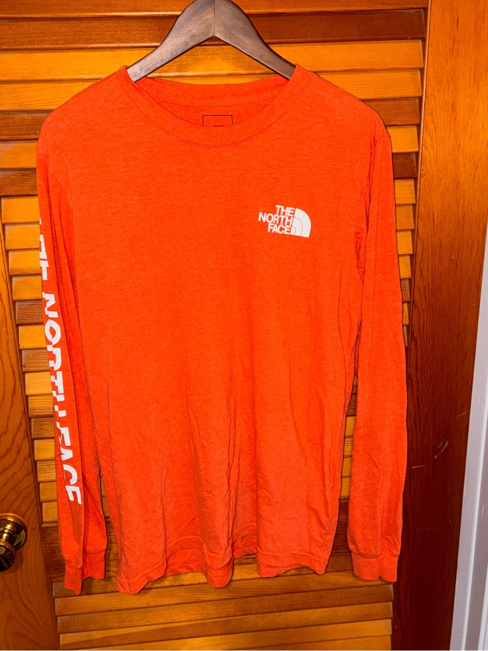 North Face Men's Long Sleeve T-Shirt, orange - size medium